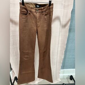 Paige Women's Coated Brown Flare Jeans